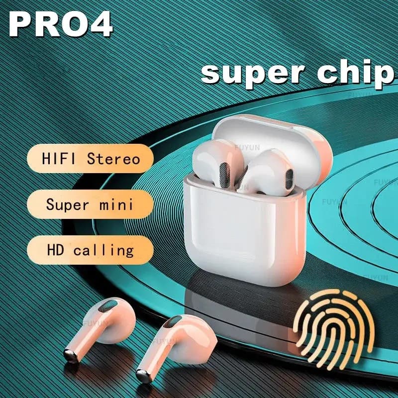 Pro4 TWS Earbuds High Quality Small Size with ENC and Touch Control Long Battery